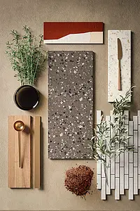Bakgrundskakel, Textur cementmosaik, Färg grå,brun, Oglaserad granitkeramik, 30x60 cm, Yta halksäker