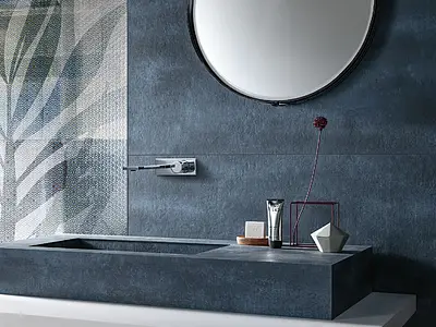 Background tile, Effect resin,concrete, Color navy blue, Unglazed porcelain stoneware, 60x120 cm, Finish antislip