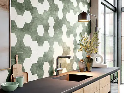 Decorative piece, Effect concrete, Color green, Unglazed porcelain stoneware, 31x36 cm, Finish antislip