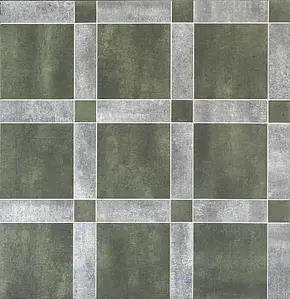 Grundflise, Effekt beton, Farve grøn, Uglaseret porcelænsstentøj, 30x30 cm, Overflade skridsikker