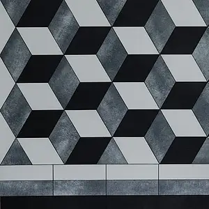 Piastrella di fondo, Effetto cemento, Colore grigio, Gres porcellanato non smaltato, 18x31 cm, Superficie antiscivolo