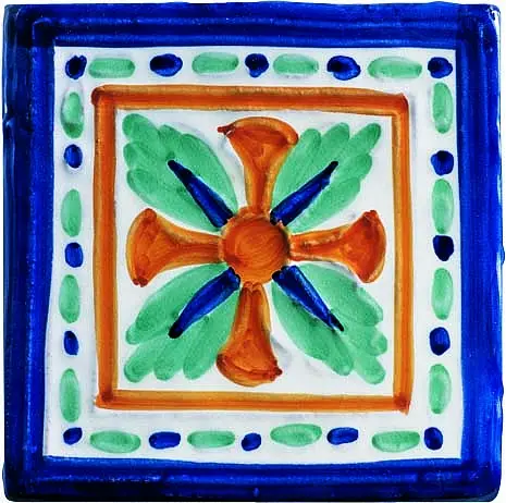 Ceramiche Giovanni De Maio, Ceramica Artistica Vietrese, Quadrifoglio A Rilievo Colorato Decori