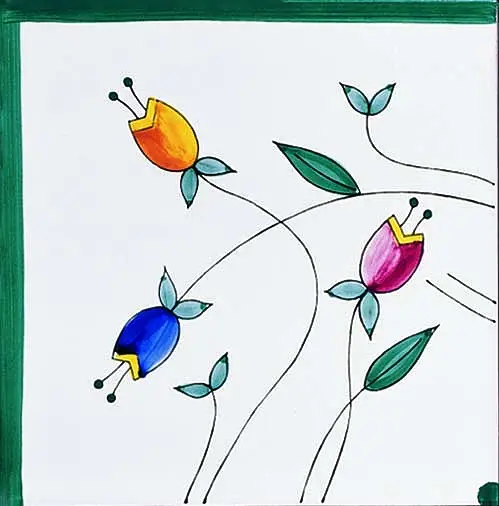 Greca Tulipani Verde Smeraldo Angolo Festoni Giovanni De Maio Ceramica Artistica Vietrese
