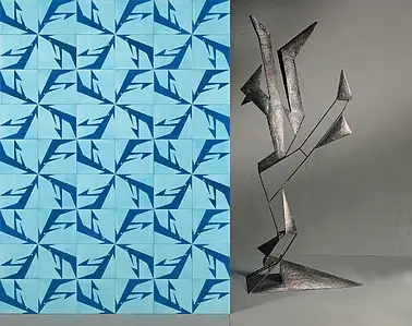 Bakgrunnsflis, Farge marineblå, Stil håndlaget,designer, Majolica, 20x20 cm, Overflate matt