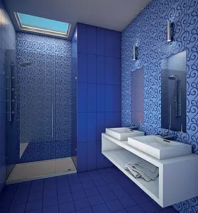Background tile, Effect unicolor, Color navy blue, Style handmade, Majolica, 20x20 cm, Finish matte