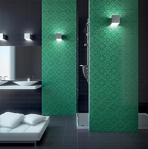 Background tile, Color green, Style handmade, Majolica, 20x20 cm, Finish matte