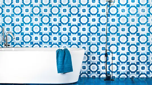 Background tile, Color sky blue, Style handmade, Majolica, 20x20 cm, Finish glossy