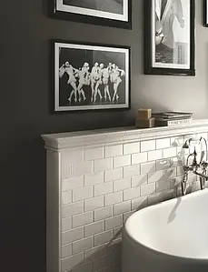 Background tile, Effect unicolor, Color white, Ceramics, 6.5x13 cm, Finish glossy