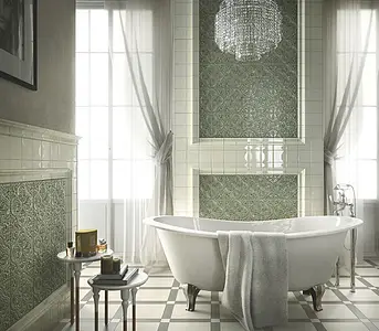 Background tile, Effect crackle glaze, Color green, Ceramics, 13x13 cm, Finish glossy