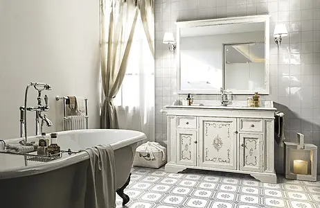 Background tile, Effect faux encaustic tiles, Color grey,white, Glazed porcelain stoneware, 20x20 cm, Finish antislip