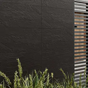 Bakgrundskakel, Textur skiffer, Färg svart, Glaserad granitkeramik, 30x60 cm, Yta matt