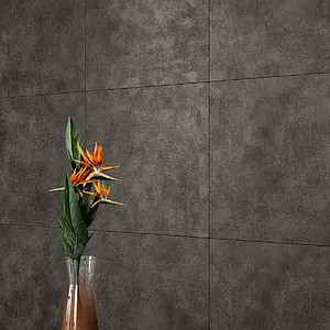 Basistegels, Effect betonlook, Kleur zwarte, Geglazuurde porseleinen steengoed, 60x60 cm, Oppervlak mat