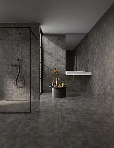 Background tile, Effect concrete, Color black, Glazed porcelain stoneware, 60x60 cm, Finish matte
