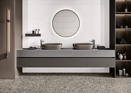 Background tile, Effect unicolor, Color white, Ceramics, 30x90 cm, Finish glossy