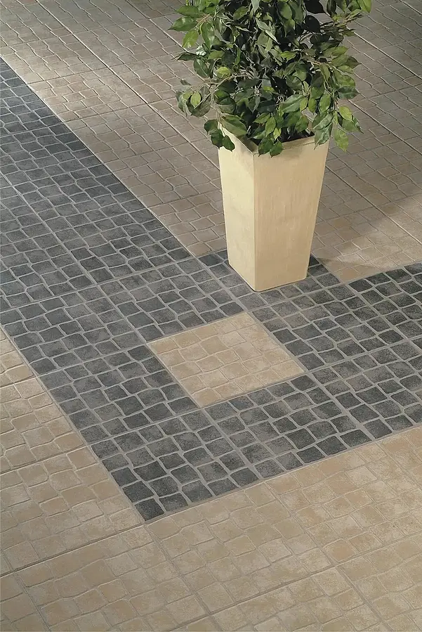 Mosaic effect tiles, Effect other stones, Color black, Glazed porcelain stoneware, 33x33 cm, Finish antislip