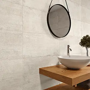Bakgrundskakel, Textur betong, Färg vit, Glaserad granitkeramik, 30x60 cm, Yta matt