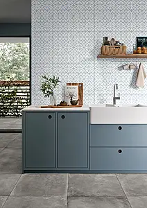 Background tile, Effect faux encaustic tiles, Color sky blue, Glazed porcelain stoneware, 33x33 cm, Finish antislip