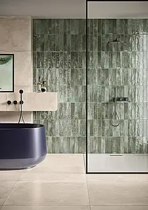 Background tile, Effect unicolor, Color green, Glazed porcelain stoneware, 6.5x30 cm, Finish glossy