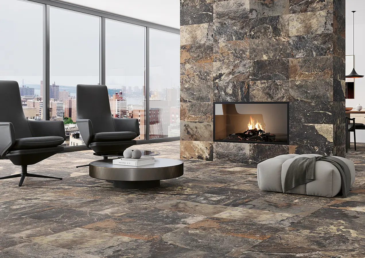 Background tile, Effect slate, Color brown, Glazed porcelain stoneware, 30x60 cm, Finish matte