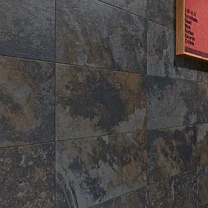 Bakgrundskakel, Textur skiffer, Färg svart,brun, Glaserad granitkeramik, 30x60 cm, Yta matt