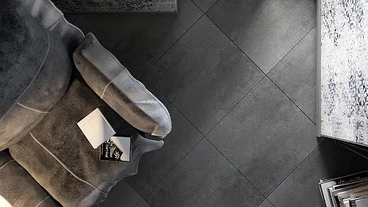 Bakgrundskakel, Textur betong, Färg svart, Glaserad granitkeramik, 60x60 cm, Yta matt