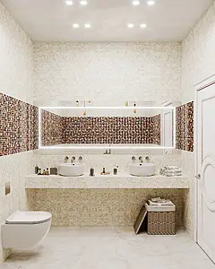 Mosaico, Colore beige, Vetro, 32.7x32.7 cm, Superficie semilucida