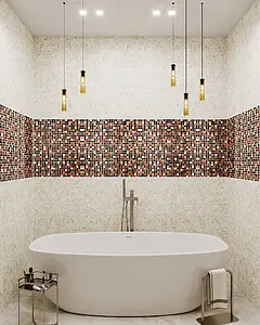 Mozaika, Kolor beżowy, Szkło, 32.7x32.7 cm, Powierzchnia półmatowa