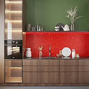Background tile, Effect unicolor, Color red, Ceramics, 30x90 cm, Finish glossy