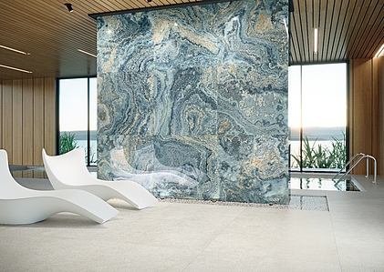 Background tile, Effect other marbles, Color sky blue, Glazed porcelain stoneware, 119x119 cm, Finish glossy