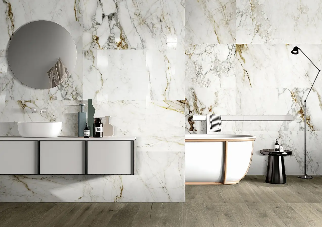 Background tile, Effect other marbles, Color white, Glazed porcelain stoneware, 60x120 cm, Finish matte