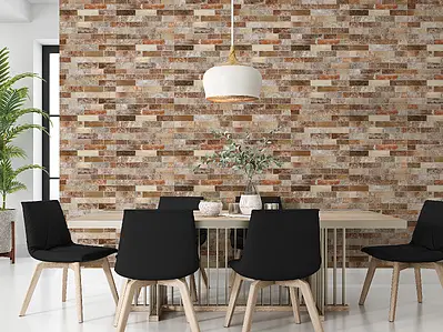 Background tile, Effect brick, Color brown, Ceramics, 33x55 cm, Finish matte