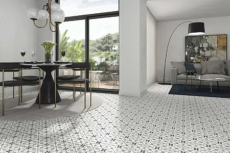 Background tile, Effect faux encaustic tiles, Color grey, Glazed porcelain stoneware, 45x45 cm, Finish matte