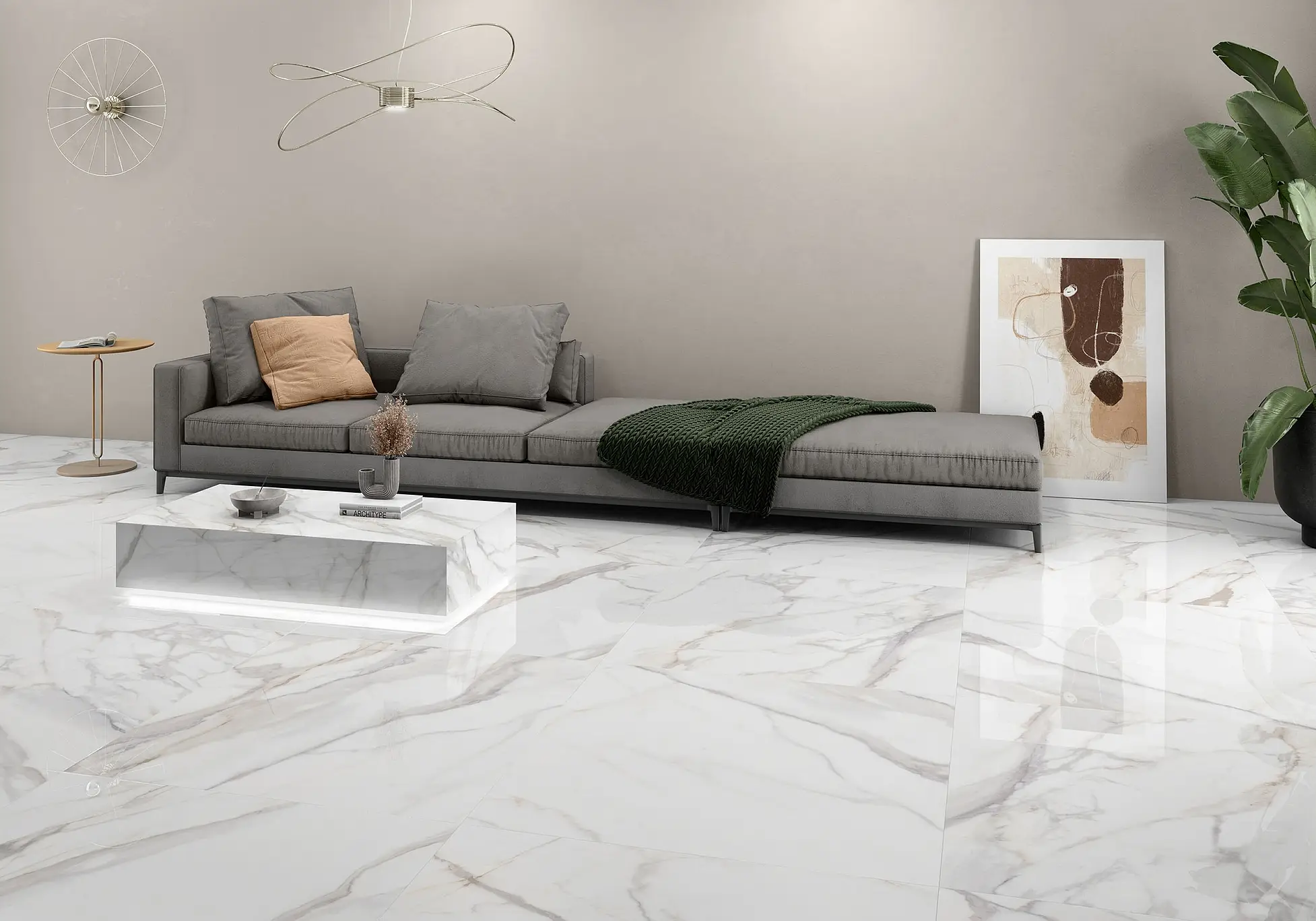 Background tile, Effect stone,calacatta, Color white, Glazed porcelain stoneware, 60x120 cm, Finish polished