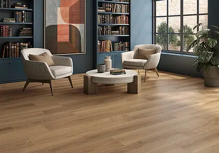 Background tile, Effect wood, Color brown, Glazed porcelain stoneware, 23.3x120 cm, Finish matte