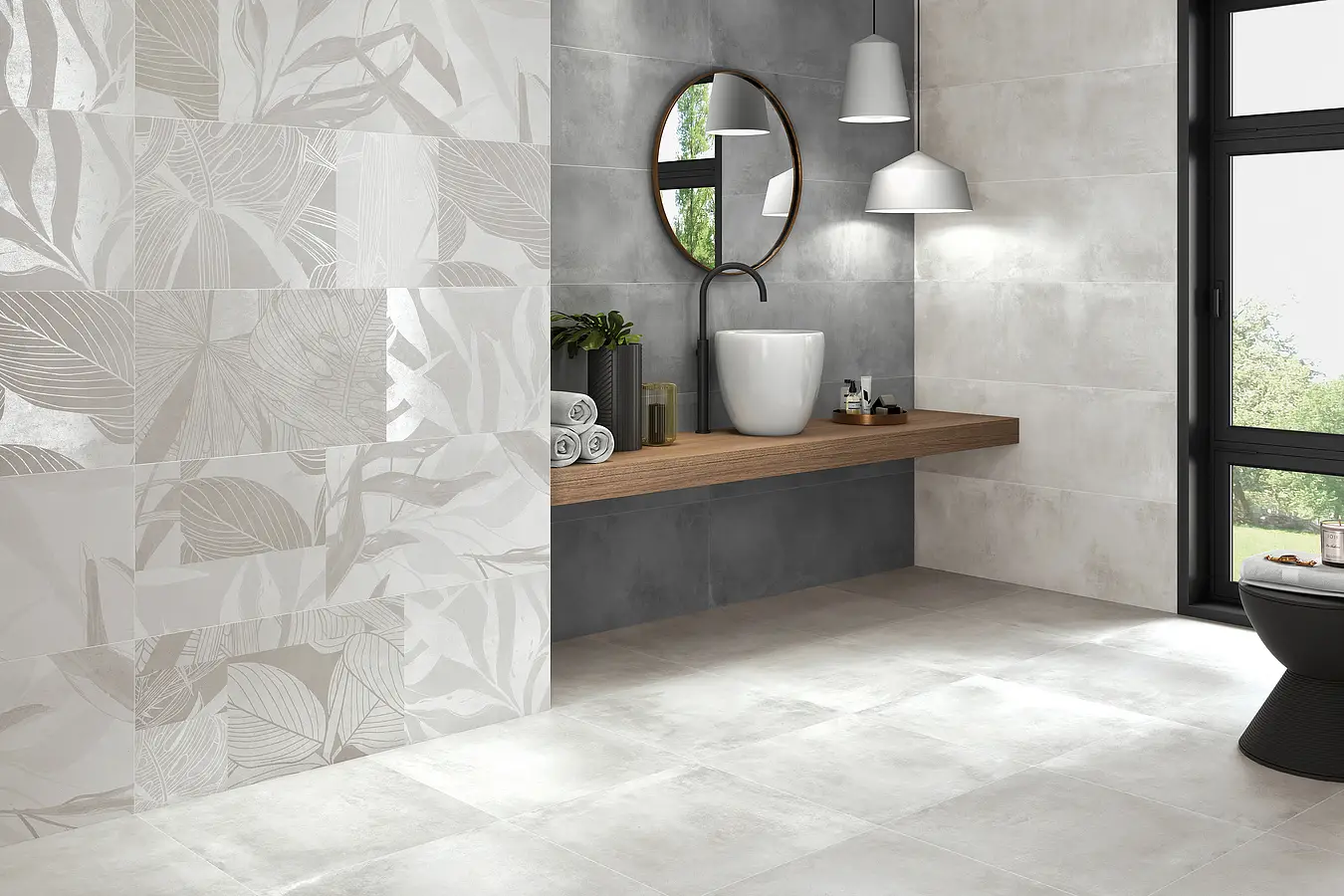Background tile, Effect concrete, Color grey, Glazed porcelain stoneware, 60x60 cm, Finish antislip