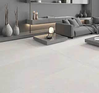 Background tile, Effect concrete, Color white, Glazed porcelain stoneware, 60x120 cm, Finish antislip