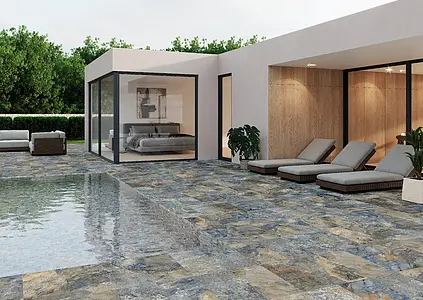 Background tile, Effect other stones, Color navy blue, Glazed porcelain stoneware, 30x60 cm, Finish antislip