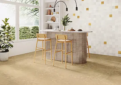 Background tile, Effect terracotta, Color white, Style zellige, Glazed porcelain stoneware, 10.7x10.7 cm, Finish matte