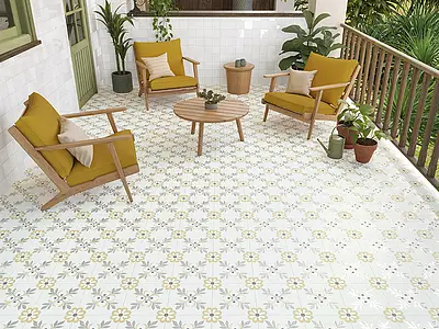 Background tile, Effect terracotta, Color white, Style zellige, Glazed porcelain stoneware, 10.7x10.7 cm, Finish matte