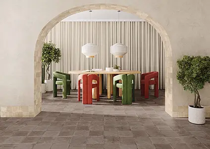Background tile, Effect terracotta, Color beige, Style zellige, Glazed porcelain stoneware, 10.7x10.7 cm, Finish matte