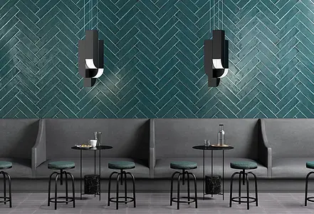 Background tile, Color green, Ceramics, 7.5x30 cm, Finish glossy
