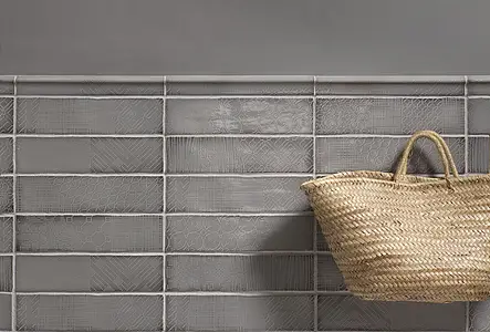Background tile, Color grey, Style patchwork, Ceramics, 7.5x30 cm, Finish glossy
