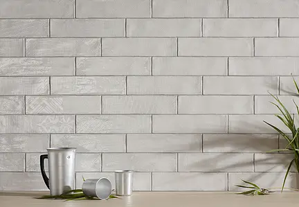 Background tile, Color white, Style patchwork, Ceramics, 7.5x30 cm, Finish glossy