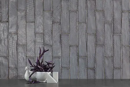 Carrelage, Effet unicolore, Teinte grise, Style patchwork,fait à la main, Céramique, 7.5x30 cm, Surface brillante