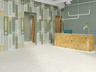 Background tile, Effect other stones, Color white, Glazed porcelain stoneware, 90x90 cm, Finish matte