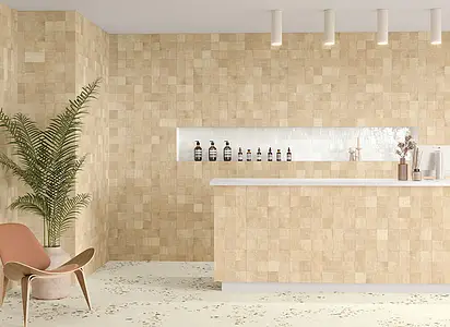 Background tile, Effect terrazzo, Color beige, Glazed porcelain stoneware, 90x90 cm, Finish matte
