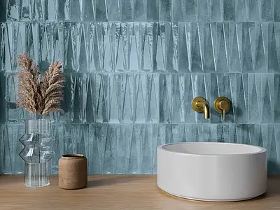 Background tile, Effect unicolor, Color navy blue, Glazed porcelain stoneware, 6x24.6 cm, Finish glossy