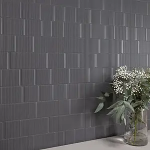 Background tile, Effect unicolor, Color grey,black, Ceramics, 20x40 cm, Finish matte