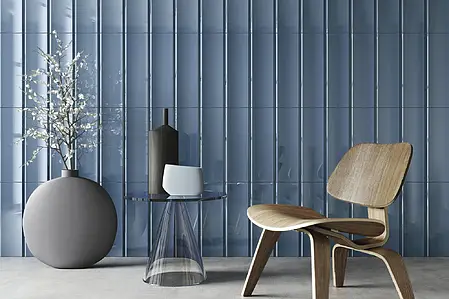Carrelage, Effet unicolore, Teinte bleue, Style designer, Céramique, 15x45 cm, Surface brillante