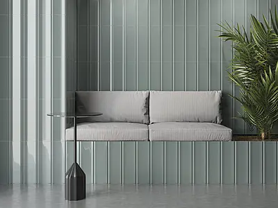 Background tile, Effect unicolor, Color green, Style designer, Ceramics, 15x45 cm, Finish glossy